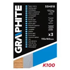 GRAPHITE Csiszolópapír 115*160 mm K100 3 db