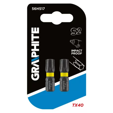 GRAPHITE Torziós Ütvecsavarozó Bit Tx40*25mm 2 db