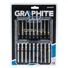 GRAPHITE Bit Készlet Tartóban Színkódos 18 db