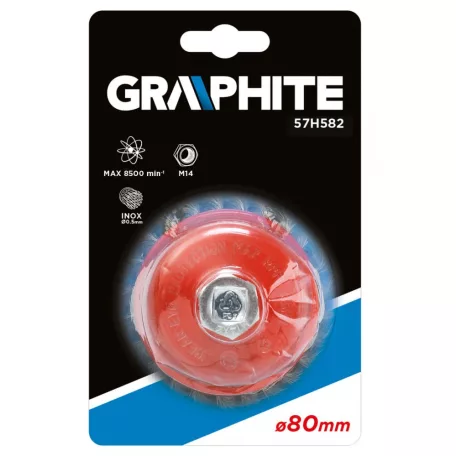 GRAPHITE Fazékkefe M14 80 mm Sodrott 0,5 mm