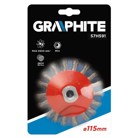GRAPHITE Kőrkefe 115 mm M14 Sodrott 0,5 mm