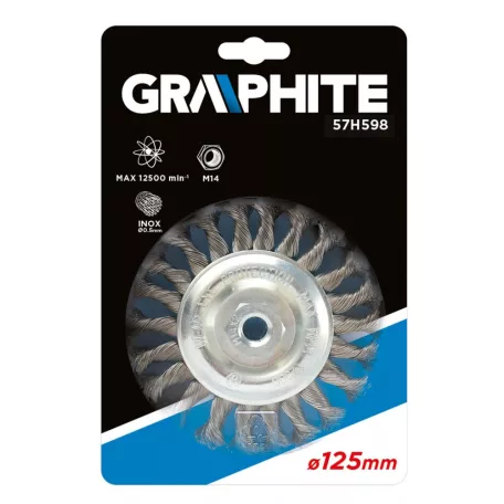 GRAPHITE Kőrkefe 125 mm M14 Sodrott 0,5 mm