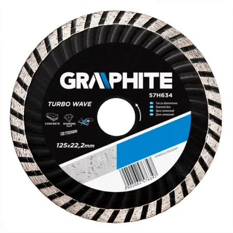 GRAPHITE Gyémánt Vágótárcsa 125 Turbowave 2,6 mm