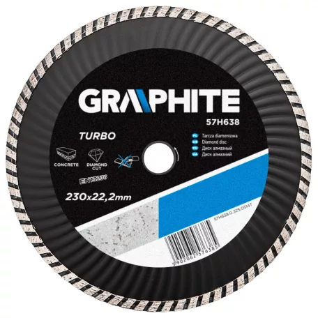 GRAPHITE Gyémánt Vágótárcsa 230 Turbowave 3,1 mm