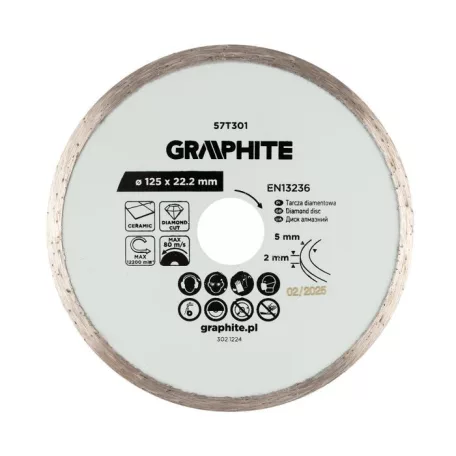 GRAPHITE Gyémánt Vágókorong 125*22,2M Vizes 