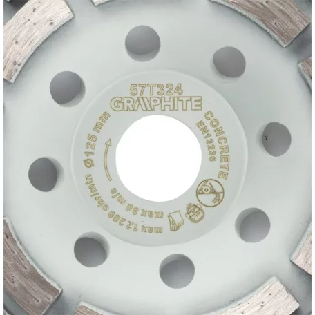 GRAPHITE Gyémánt Csiszolókorong 125*22,2 Kétsoros 