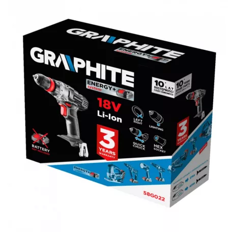 GRAPHITE Akkus.Fúró-Csavarozó 18V Li-Ion Akku.Nél 