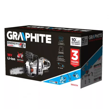 GRAPHITE Akkus Láncfűrész 25Cm 18V Li-I Akkunélkü 