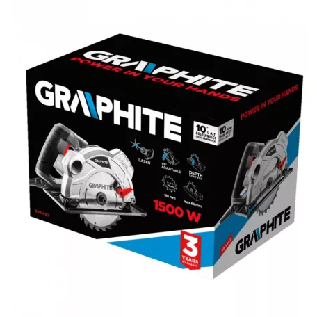 GRAPHITE Körfűrészgép 1500W 185/20 mm 5,7Kg M:65 mm