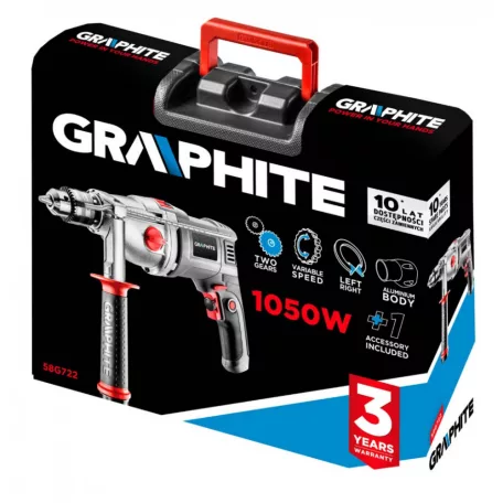 GRAPHITE Ütvefúrógép 1050W 13 mm 1,4Kg 2-Sebesség