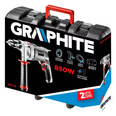 GRAPHITE Ütvefúrógép 850W 13 mm 1,4Kg + Koff