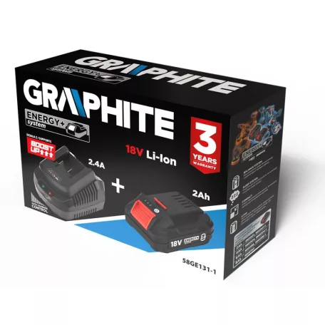 GRAPHITE Akkumulátor 2Ah + Töltő Szett Energy + 