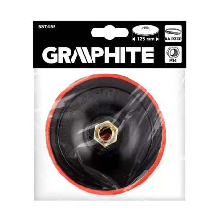 GRAPHITE Gumitányér 125 mm*M14 Tépőzáras 