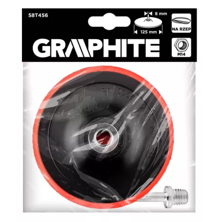 GRAPHITE Gumitányér 125 mm*M14 Tépőzáras+Befogócsa 