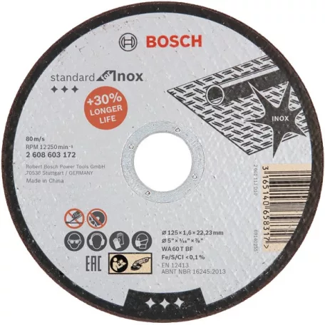 BOSCH Vágókorong Fémre Inox 2608603172 125*1,6*22