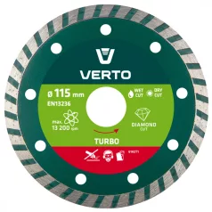 VERTO Gyémánt Vágótárcsa 115 mm Turbo