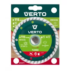 VERTO Gyémánt Vágótárcsa 115 mm Turbo