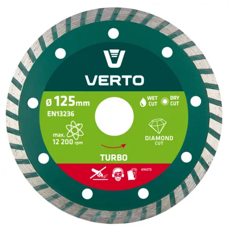 VERTO Gyémánt Vágótárcsa 125 mm Turbo