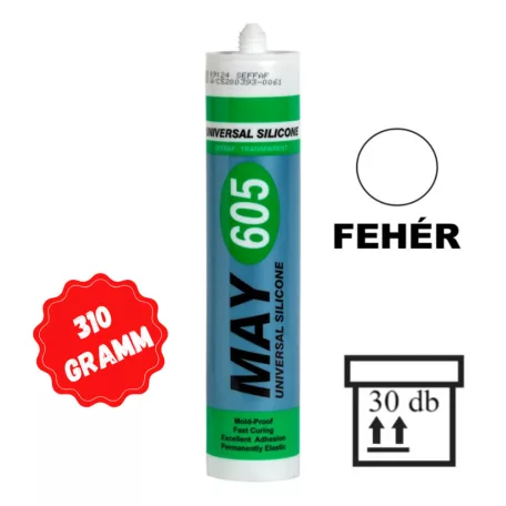 Szilikon Tömítő Ragasztó Fehér 310 Gr May605 - Karton Univerzális