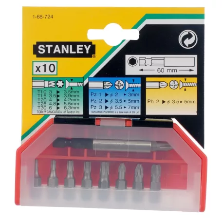 STANLEY Bit Klt.10R. Torx,Pz1,2,3,Ph2 1-68-724