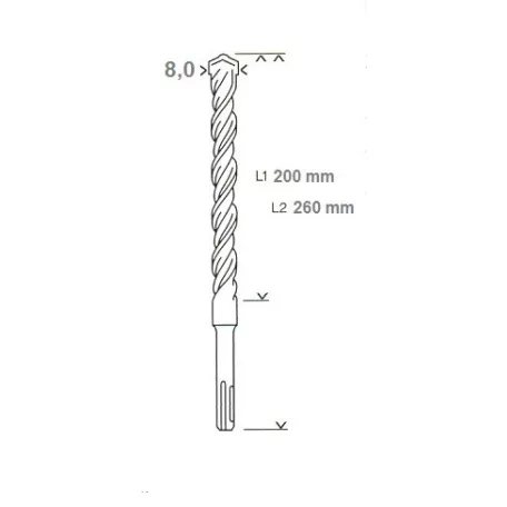 BOSCH Sds Plus Fúrószár 8*200*260 mm 2608833791