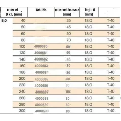 Ácsszerkezeti Csavar Lapos Fejjel Tx40 8*100 /50 Tks