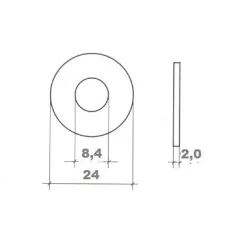 Alátét Fakötésű Horg. 25*2,0mm M 8