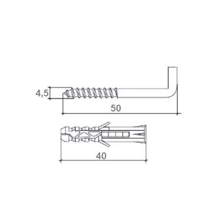 Falhorog 4,5X55 mm + Tipli 8mm Wm Px-8