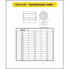 Menetesszár Toldó M12 17*36mm Hatszög Horg