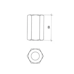 Menetesszár Toldó M 8 11*30mm Hatszög Horg.