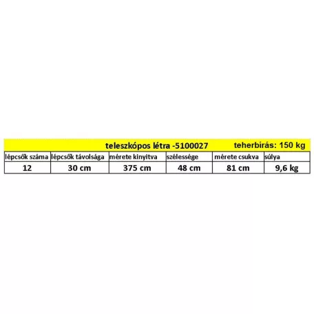 Teleszkópos Létra 13Fok M:3,8M Alu.9,6Kg Ls1112C, 42-1