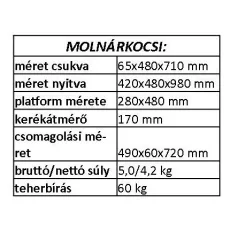 Molnárkocsi Összecsukható Mt:60Kg 5,0Kg Ht-2022