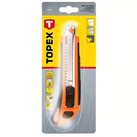 TOPEX Pvc Kés 18 mm Fémbetétes Törd.Auto