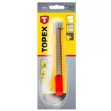 TOPEX Pvc Kés 18 mm Fémbetétes Törd.Peng