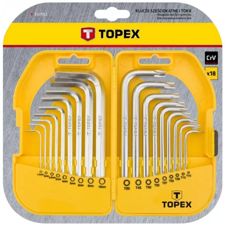 TOPEX Imbuszk.És Torx Klt. 18R. 1,5-10,T10-50.