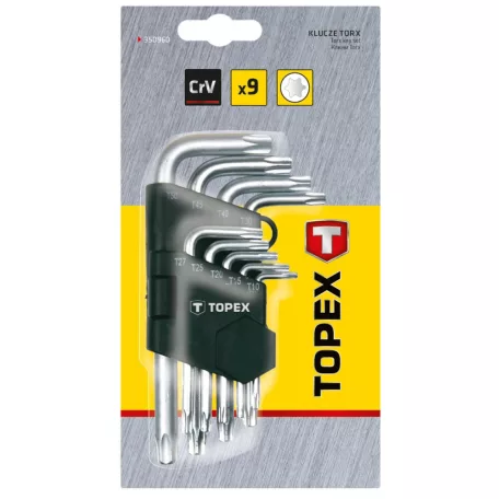 TOPEX Imbuszkulcs Klt. Torx 9R. T10-50.Rövid
