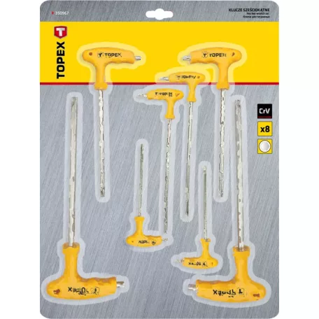 TOPEX Imbuszkulcs Klt. 8R.2-10 mm Gömb T-Form