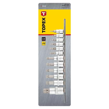 TOPEX Bit Készlet Torx 12R. 1/4 3/8 1/2"