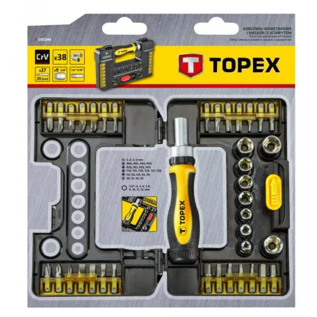 TOPEX Bit És Dugókulcs Klt.Racsnis Hajtós 38R.