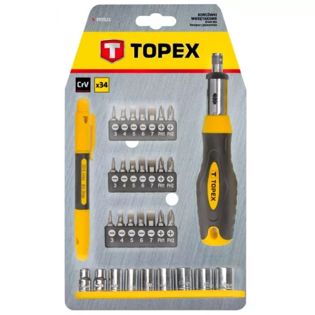 TOPEX Csavarhúzó Klt. 34R. 21Bithegy,9Dugóf.