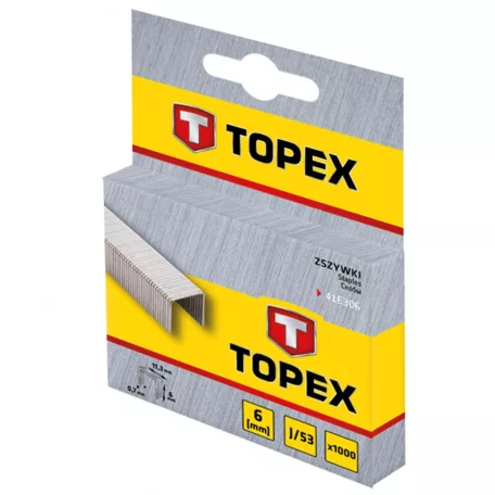 TOPEX Tűzőkapocs 6 mm 1000 db J/53 11,3 mm Szé