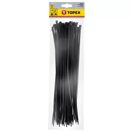 TOPEX Kábelkötegelő 4,8*370 mm Fekete 75 db