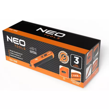 NEO TOOLS Akkus Csavarhúzó Klt.4V Li-Ion Usb-C Töl +20Bit