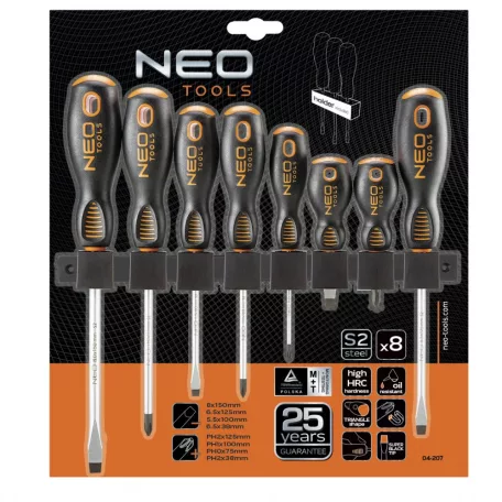 NEO TOOLS Csavarhúzó Klt. 8R. Gumir.Nyéllel