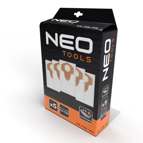 NEO TOOLS Porzsák 5 db /04-739/ Porszívóhoz