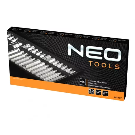 NEO TOOLS Bit Készlet Tartóban 40R.1/2"3/8"