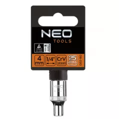 NEO TOOLS Dugókulcs Fej 1/4" 4mm 6P.