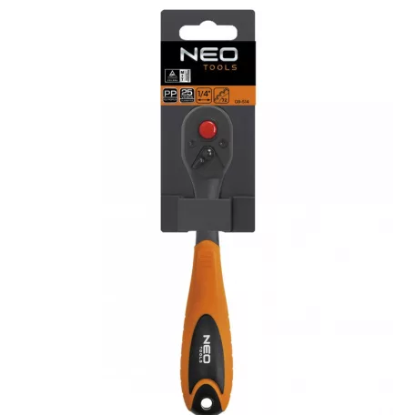 NEO TOOLS Racsnis Hajtókar 1/4"145mm Váltós 72Fog