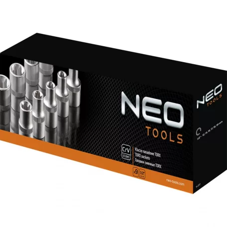 NEO TOOLS Torx Dugófej Készlet 1/2" E10-E24-Ig 9R.