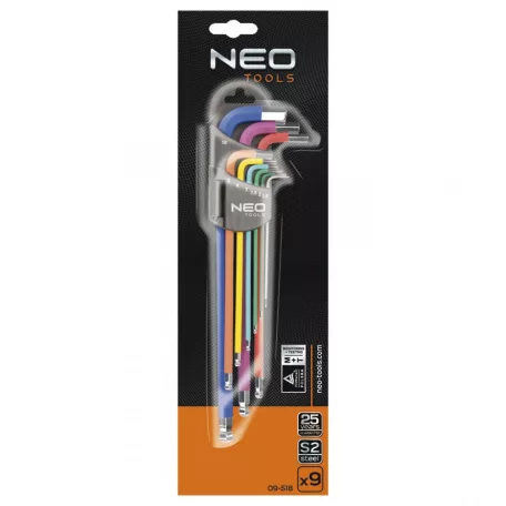 NEO TOOLS Imbuszkulcs Klt. Torx 9R.T10-T50 Szines